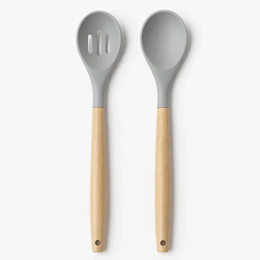 2-Piece Silicone & Wooden Utensil Set | Kitchen
