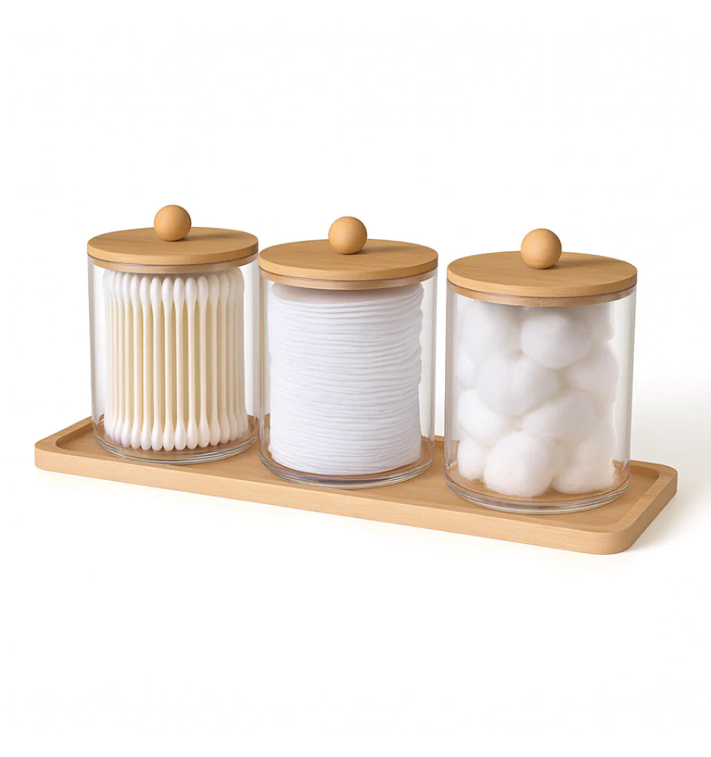 3-Piece Acrylic & Bamboo Accessory Set | Bathroom Organisation